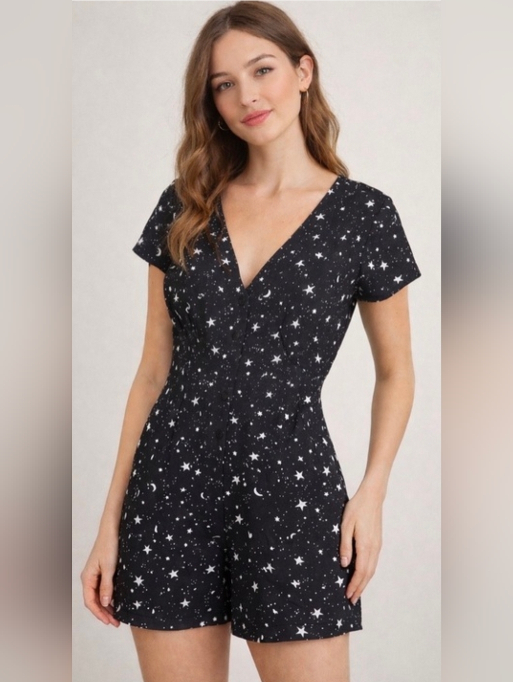Motel Rocks Cosmo Rayon Romper In Ditsy Cosmos NWT - Picture 1 of 7